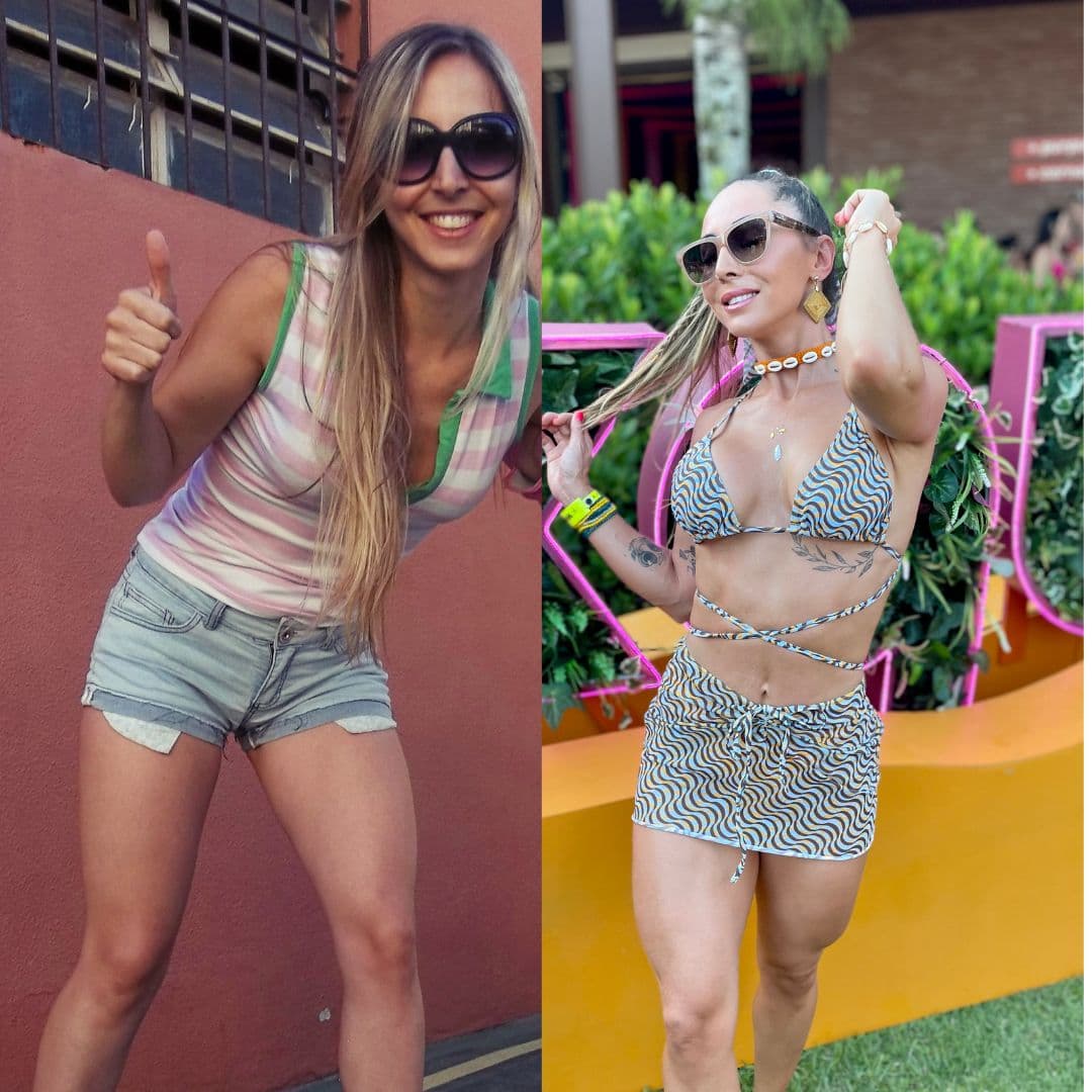 Resultado feminino real com acompanhamento de treino personalizado